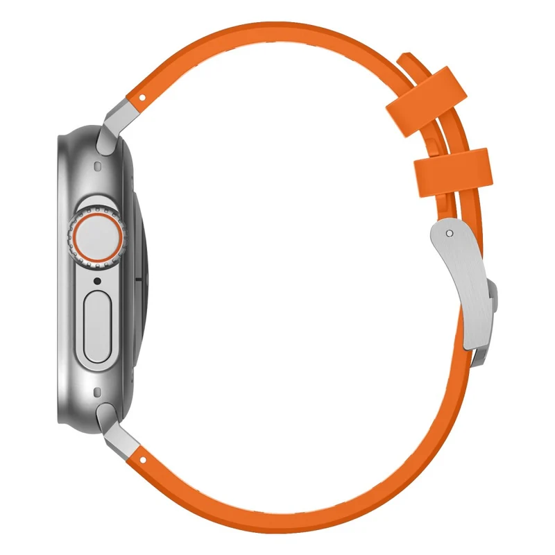 Apple Watch Series 41mm - 40mm - 38mm Universal Liquid Silicone Strap Metal Connector - Black+White