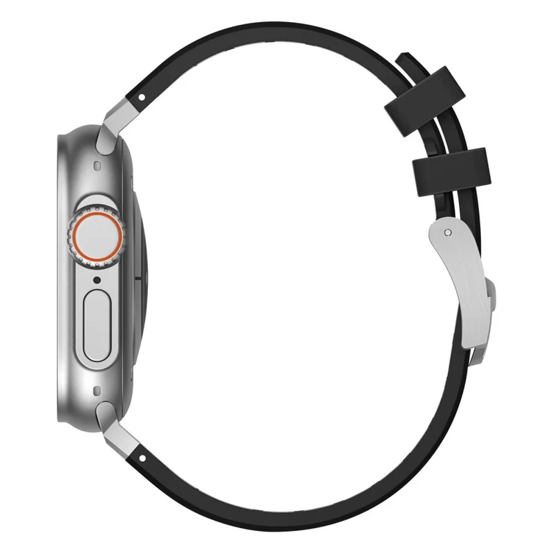 Apple Watch Series 41mm - 40mm - 38mm Universal Liquid Silicone Strap Metal Connector - Black+White