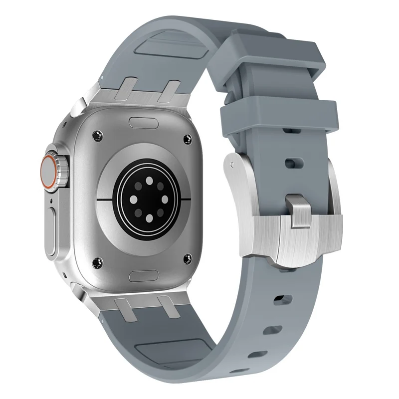 Apple Watch Series 41mm - 40mm - 38mm Universal Liquid Silicone Strap Metal Connector - Black+White