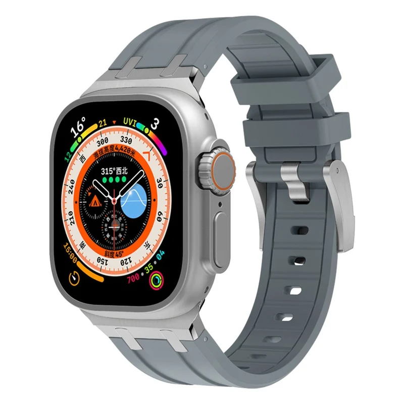 Apple Watch Series 41mm - 40mm - 38mm Universal Liquid Silicone Strap Metal Connector - Black+White