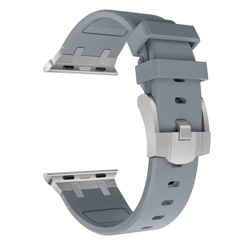 Apple Watch Series 41mm - 40mm - 38mm Universal Liquid Silicone Strap Metal Connector - Black+White