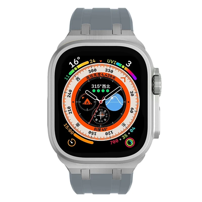 Apple Watch Series 41mm - 40mm - 38mm Universal Liquid Silicone Strap Metal Connector - Black+White