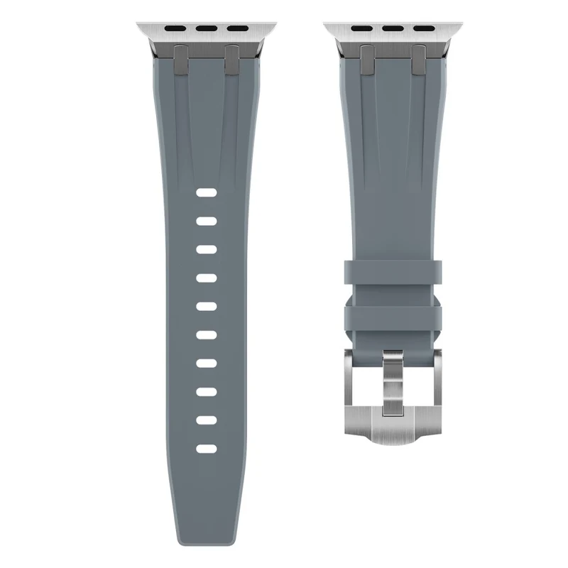 Apple Watch Series 41mm - 40mm - 38mm Universal Liquid Silicone Strap Metal Connector - Black+White