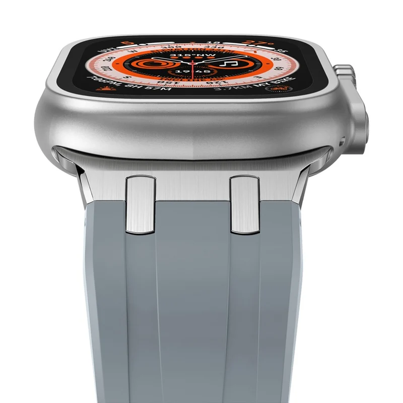 Apple Watch Series 41mm - 40mm - 38mm Universal Liquid Silicone Strap Metal Connector - Black+White