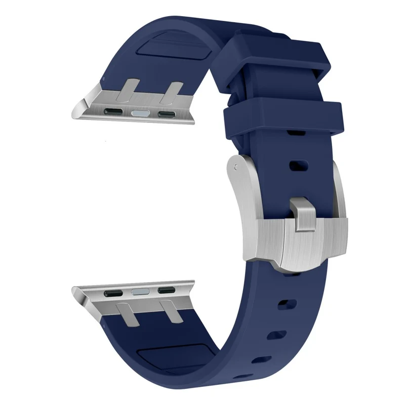 Apple Watch Series 41mm - 40mm - 38mm Universal Liquid Silicone Strap Metal Connector - Black+White