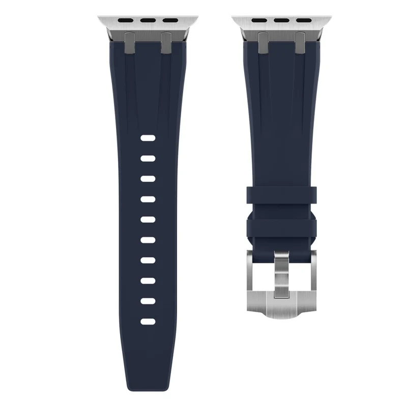 Apple Watch Series 41mm - 40mm - 38mm Universal Liquid Silicone Strap Metal Connector - Black+White