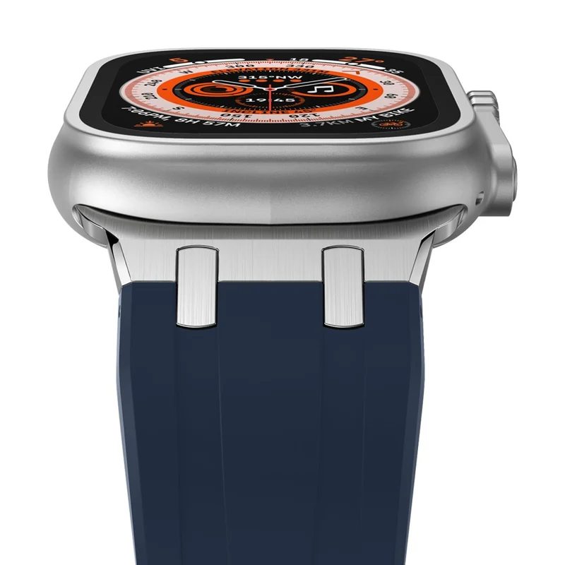 Apple Watch Series 41mm - 40mm - 38mm Universal Liquid Silicone Strap Metal Connector - Black+White