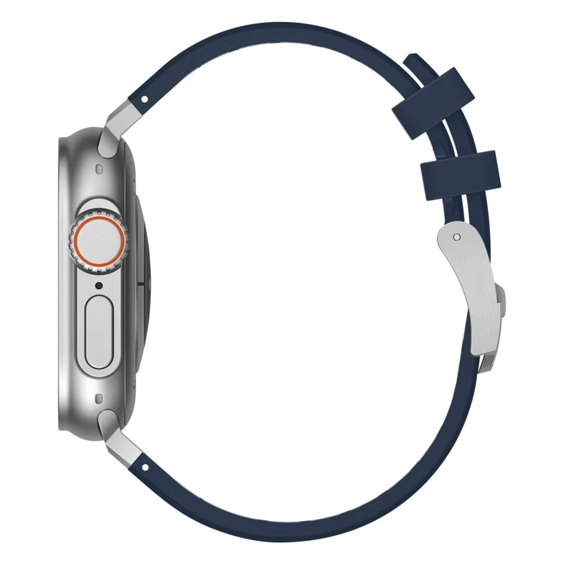 Apple Watch Series 41mm - 40mm - 38mm Universal Liquid Silicone Strap Metal Connector - Black+White