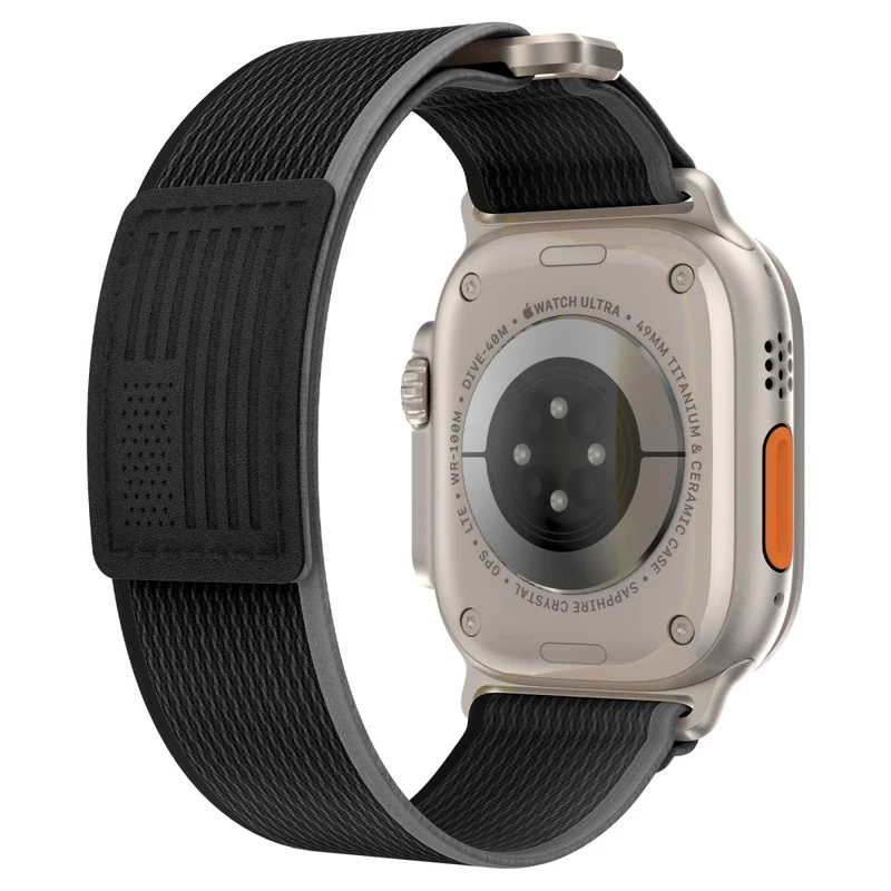 Apple Watch Series 41mm - 40mm - 38mm Universal Strap Nylon Sport Loop Band - Black+Grey