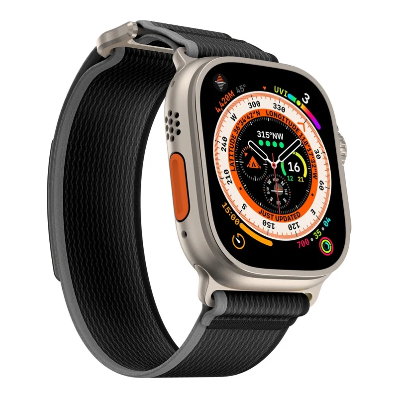 Apple Watch Series 41mm - 40mm - 38mm Universal Strap Nylon Sport Loop Band - Black+Grey