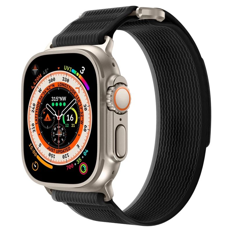 Apple Watch Series 41mm - 40mm - 38mm Universal Strap Nylon Sport Loop Band - Black+Grey