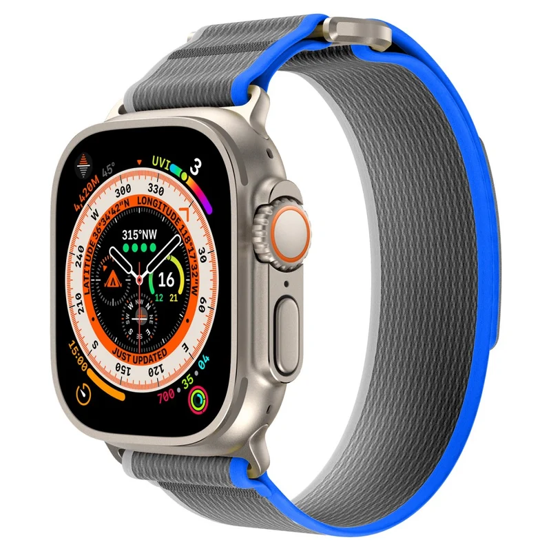 Apple Watch Series 41mm - 40mm - 38mm Universal Strap Nylon Sport Loop Band - Black+Grey