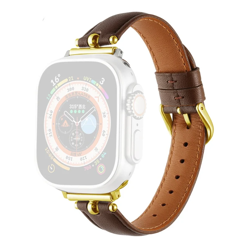 Apple Watch Series 49mm - 45mm - 44mm - 42mm Universal Watch Straps - Black / Gold Buckle Buckle