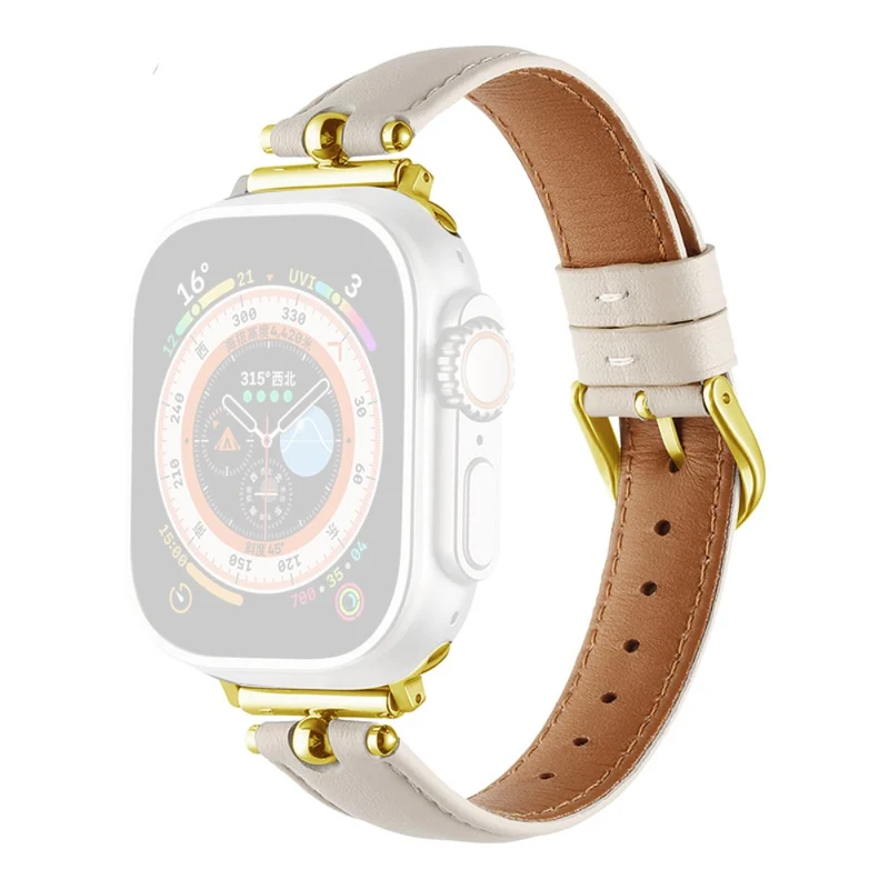 Apple Watch Series 49mm - 45mm - 44mm - 42mm Universal Watch Straps - Black / Gold Buckle Buckle