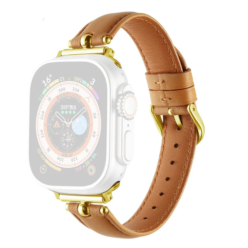 Apple Watch Series 49mm - 45mm - 44mm - 42mm Universal Watch Straps - Black / Gold Buckle Buckle