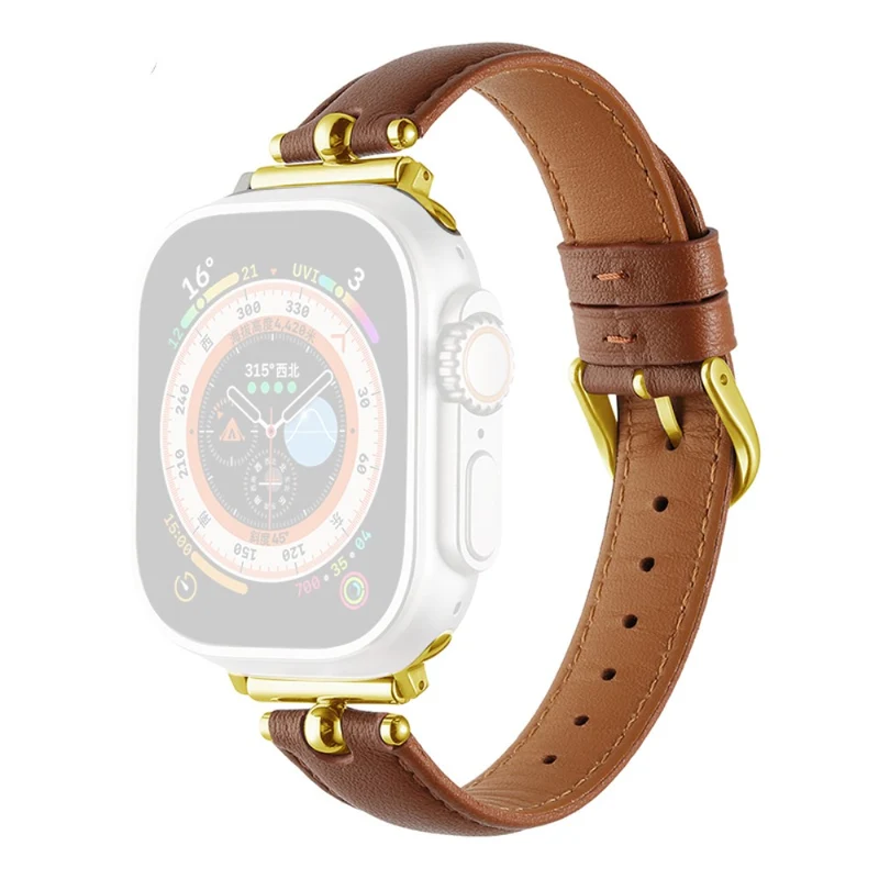 Apple Watch Series 49mm - 45mm - 44mm - 42mm Universal Watch Straps - Black / Gold Buckle Buckle