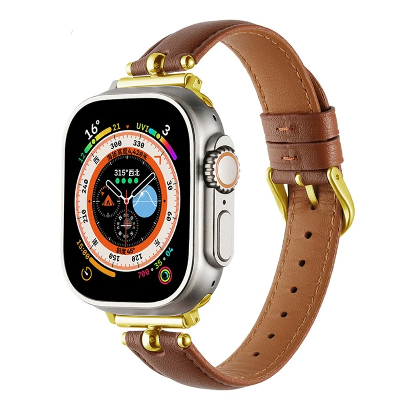 Apple Watch Series 49mm - 45mm - 44mm - 42mm Universal Watch Straps - Black / Gold Buckle Buckle