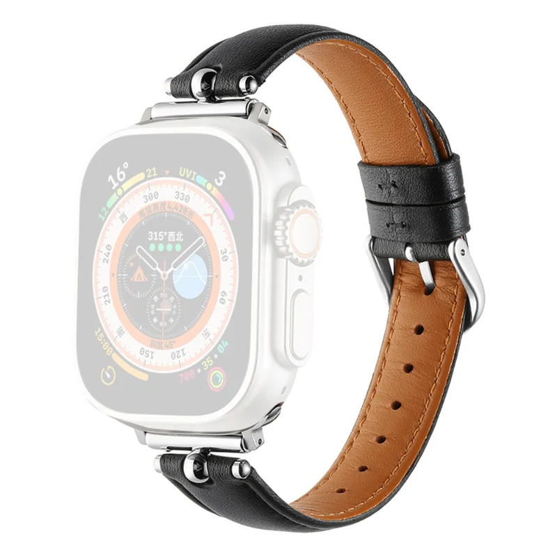 Apple Watch Series 49mm - 45mm - 44mm - 42mm Universal Watch Straps - Black / Gold Buckle Buckle