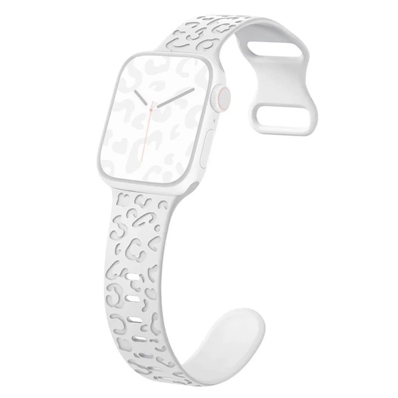 Apple Watch Series 49mm - 45mm - 44mm - 42mm Universal Flexible Leopard Pattern Watch Strap - Tan