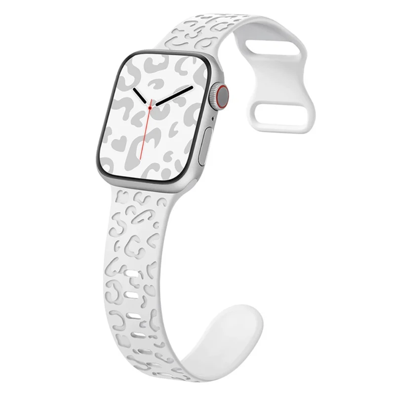 Apple Watch Series 49mm - 45mm - 44mm - 42mm Universal Flexible Leopard Pattern Watch Strap - Tan