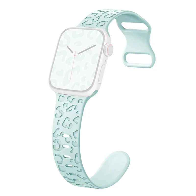 Apple Watch Series 49mm - 45mm - 44mm - 42mm Universal Flexible Leopard Pattern Watch Strap - Tan