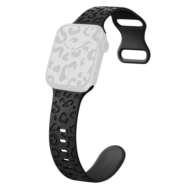 Apple Watch Series 49mm - 45mm - 44mm - 42mm Universal Flexible Leopard Pattern Watch Strap - Tan