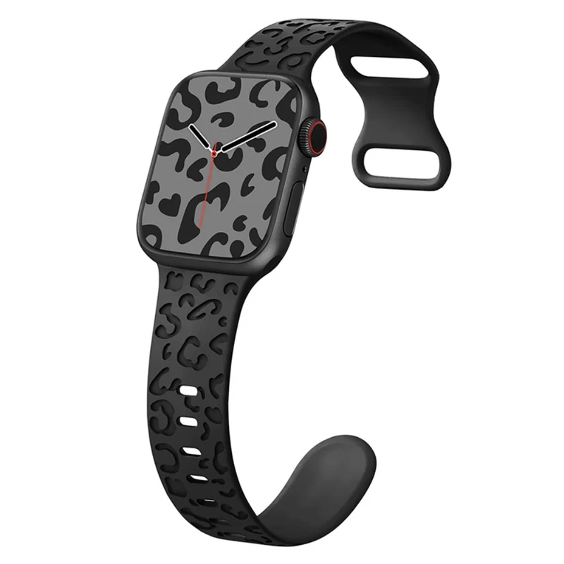Apple Watch Series 49mm - 45mm - 44mm - 42mm Universal Flexible Leopard Pattern Watch Strap - Tan