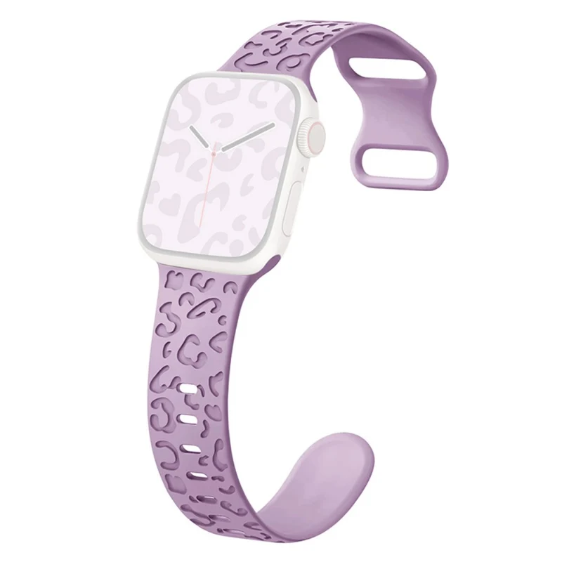Apple Watch Series 49mm - 45mm - 44mm - 42mm Universal Flexible Leopard Pattern Watch Strap - Tan