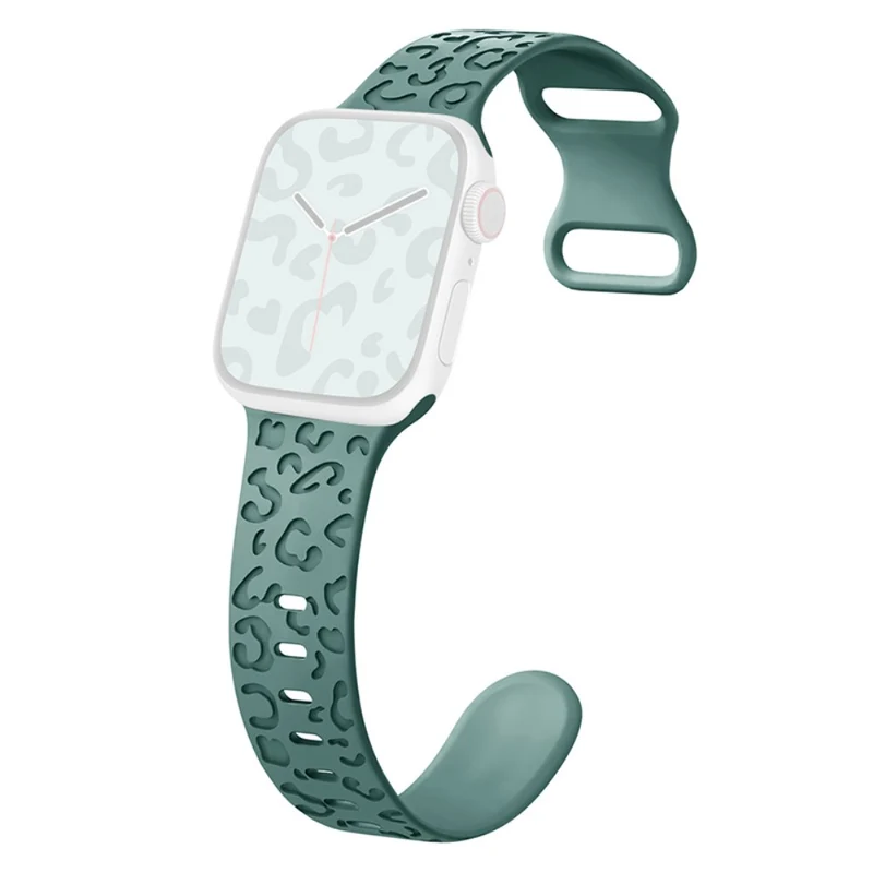 Apple Watch Series 49mm - 45mm - 44mm - 42mm Universal Flexible Leopard Pattern Watch Strap - Tan