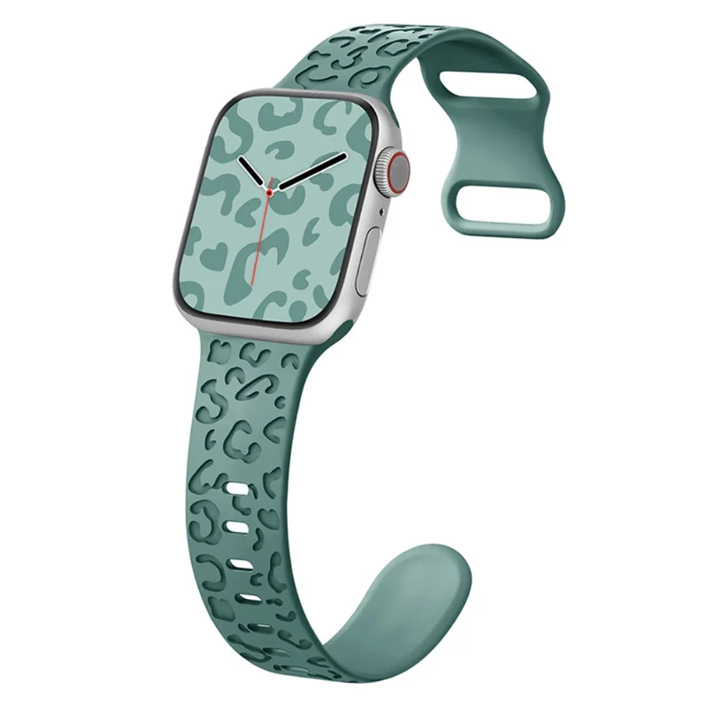 Apple Watch Series 49mm - 45mm - 44mm - 42mm Universal Flexible Leopard Pattern Watch Strap - Tan