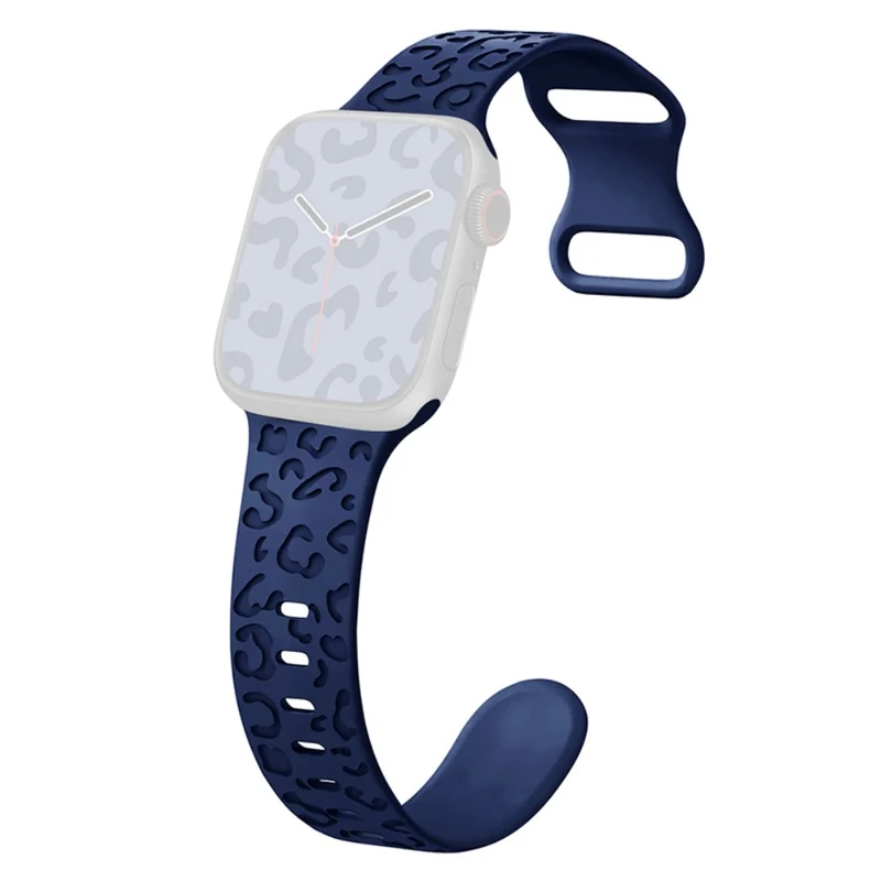 Apple Watch Series 49mm - 45mm - 44mm - 42mm Universal Flexible Leopard Pattern Watch Strap - Tan