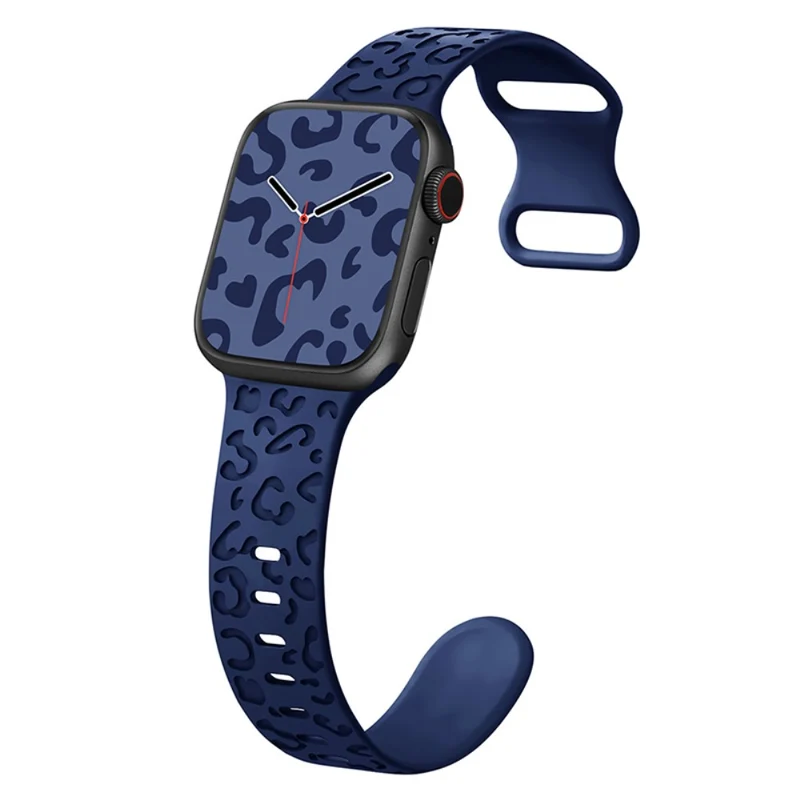Apple Watch Series 49mm - 45mm - 44mm - 42mm Universal Flexible Leopard Pattern Watch Strap - Tan