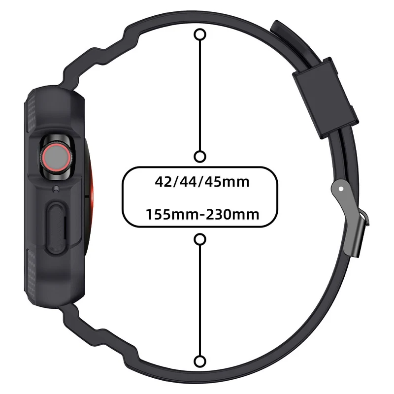 Apple Watch Series 49mm - 45mm - 44mm - 42mm Universal Scratch Resistant Band with Watch Case - Dark Grey