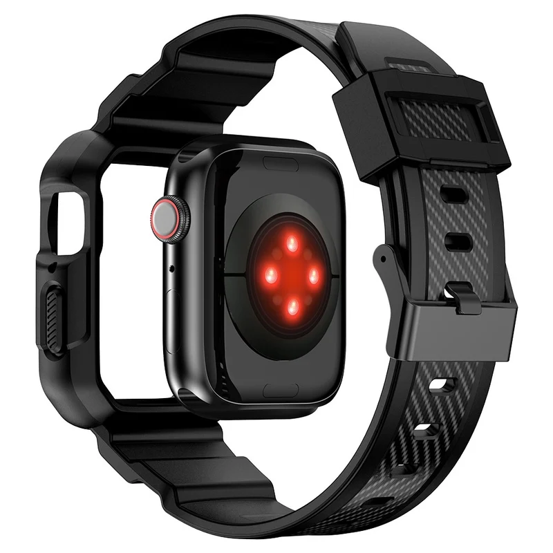 Apple Watch Series 49mm - 45mm - 44mm - 42mm Universal Scratch Resistant Band with Watch Case - Dark Grey