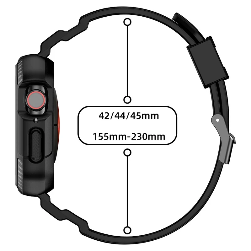 Apple Watch Series 49mm - 45mm - 44mm - 42mm Universal Scratch Resistant Band with Watch Case - Dark Grey