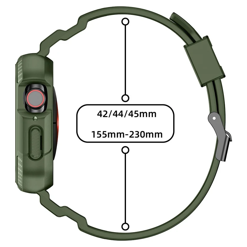 Apple Watch Series 49mm - 45mm - 44mm - 42mm Universal Scratch Resistant Band with Watch Case - Dark Grey