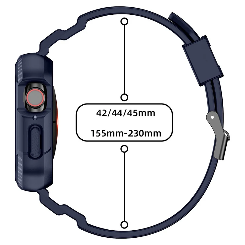 Apple Watch Series 49mm - 45mm - 44mm - 42mm Universal Scratch Resistant Band with Watch Case - Dark Grey