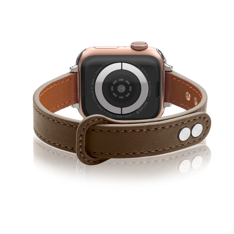 Apple Watch Series 41mm / 40mm / 38mm Watch Strap Genuine Cow Leather Band - Tan