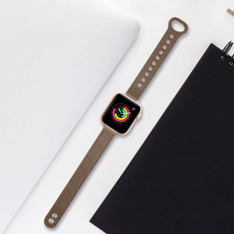 Apple Watch Series 41mm / 40mm / 38mm Watch Strap Genuine Cow Leather Band - Tan