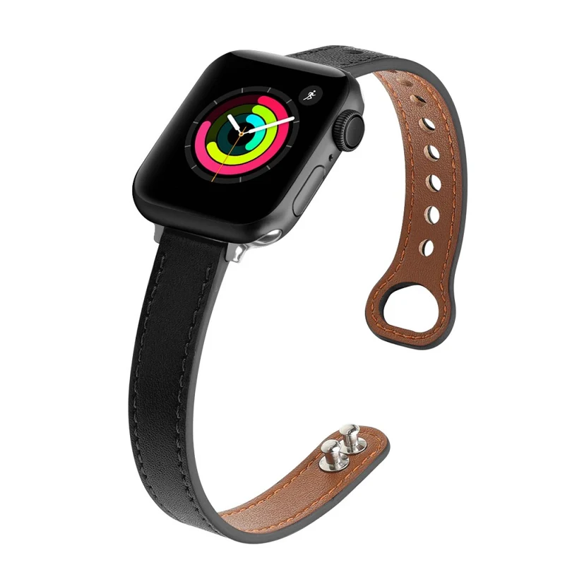 Apple Watch Series 41mm / 40mm / 38mm Watch Strap Genuine Cow Leather Band - Tan