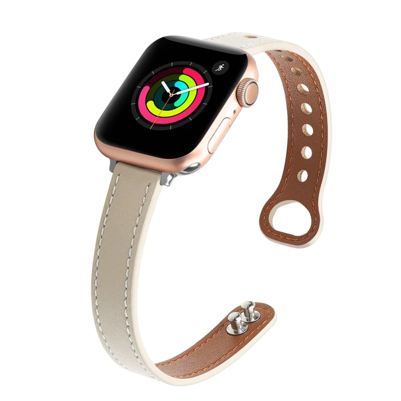 Apple Watch Series 41mm / 40mm / 38mm Watch Strap Genuine Cow Leather Band - Tan