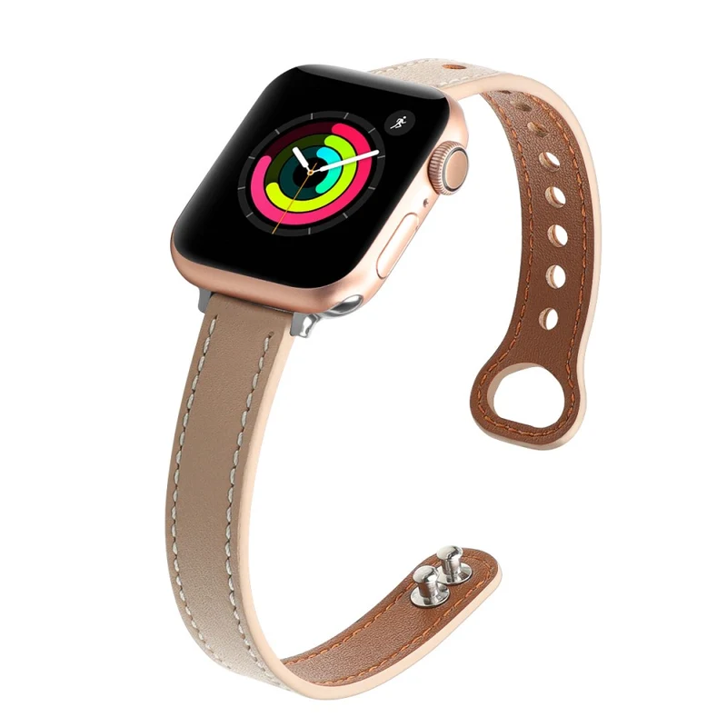 Apple Watch Series 41mm / 40mm / 38mm Watch Strap Genuine Cow Leather Band - Tan