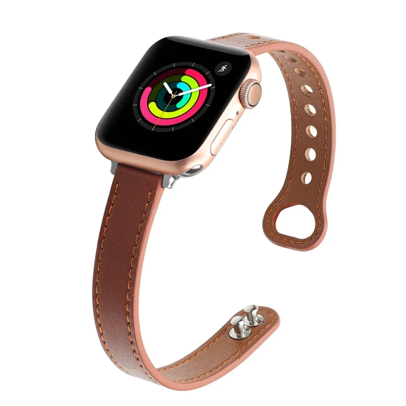 Apple Watch Series 41mm / 40mm / 38mm Watch Strap Genuine Cow Leather Band - Tan