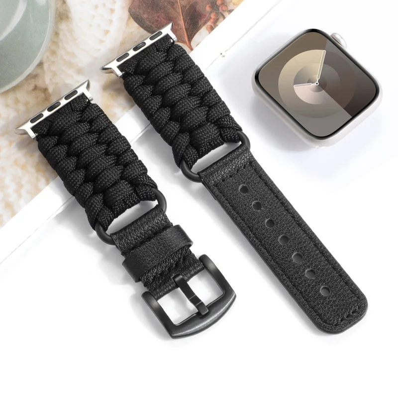 Apple Watch Series 41mm / 40mm / 38mm Braided Rope and Genuine Cow Leather Strap
