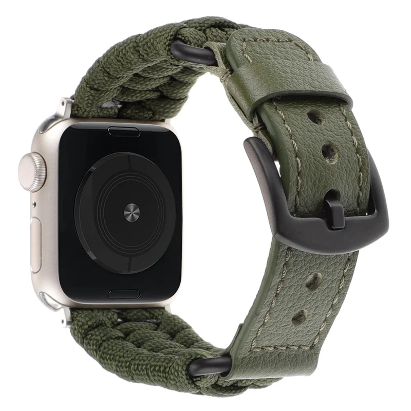 Apple Watch Series 41mm / 40mm / 38mm Braided Rope and Genuine Cow Leather Strap
