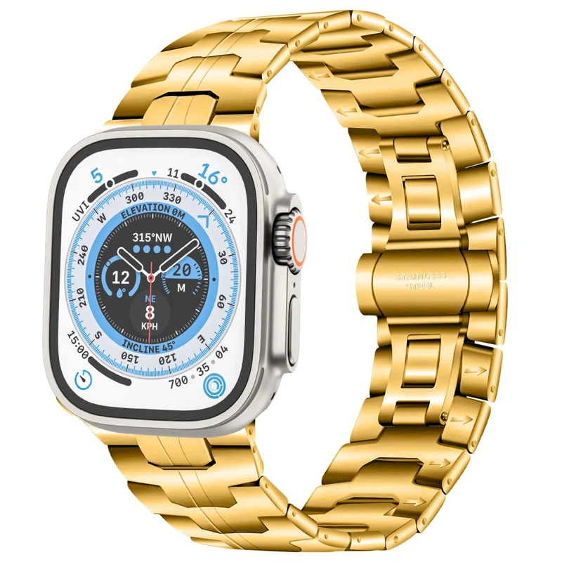 Stainless Steel Band Apple Watch Series 41mm / 40mm / 38mm Replacement Strap - Silver+Gold