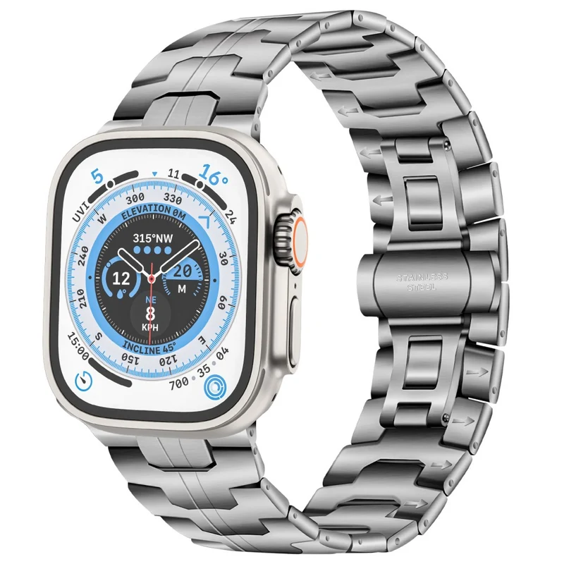 Stainless Steel Band Apple Watch Series 41mm / 40mm / 38mm Replacement Strap - Silver+Gold