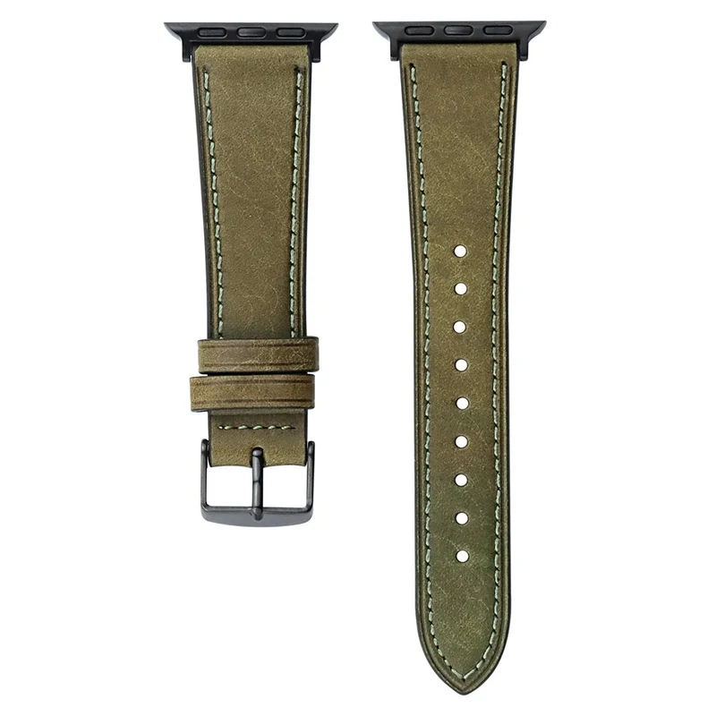 Apple Watch 41mm / 40mm / 38mm Watch Strap Genuine Cow Leather Bracelet - Black 2
