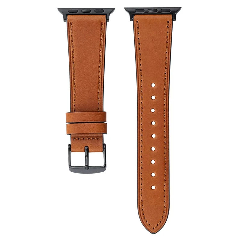 Apple Watch 41mm / 40mm / 38mm Watch Strap Genuine Cow Leather Bracelet - Black 2