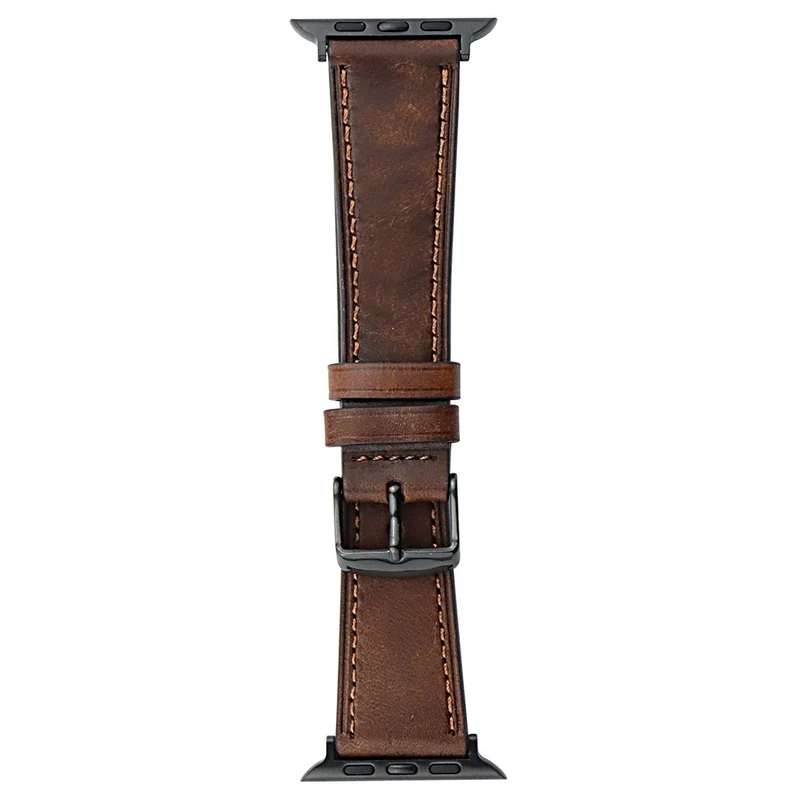 Apple Watch 41mm / 40mm / 38mm Watch Strap Genuine Cow Leather Bracelet - Black 2